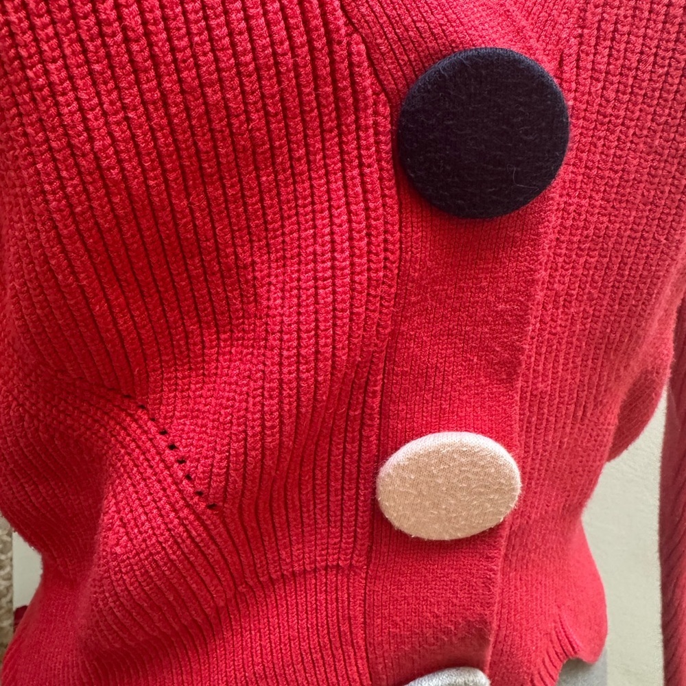 Moth Anthropologie Res Ribbed Cardigan Oversized Buttons Scalloped Hem - Picture 3 of 10